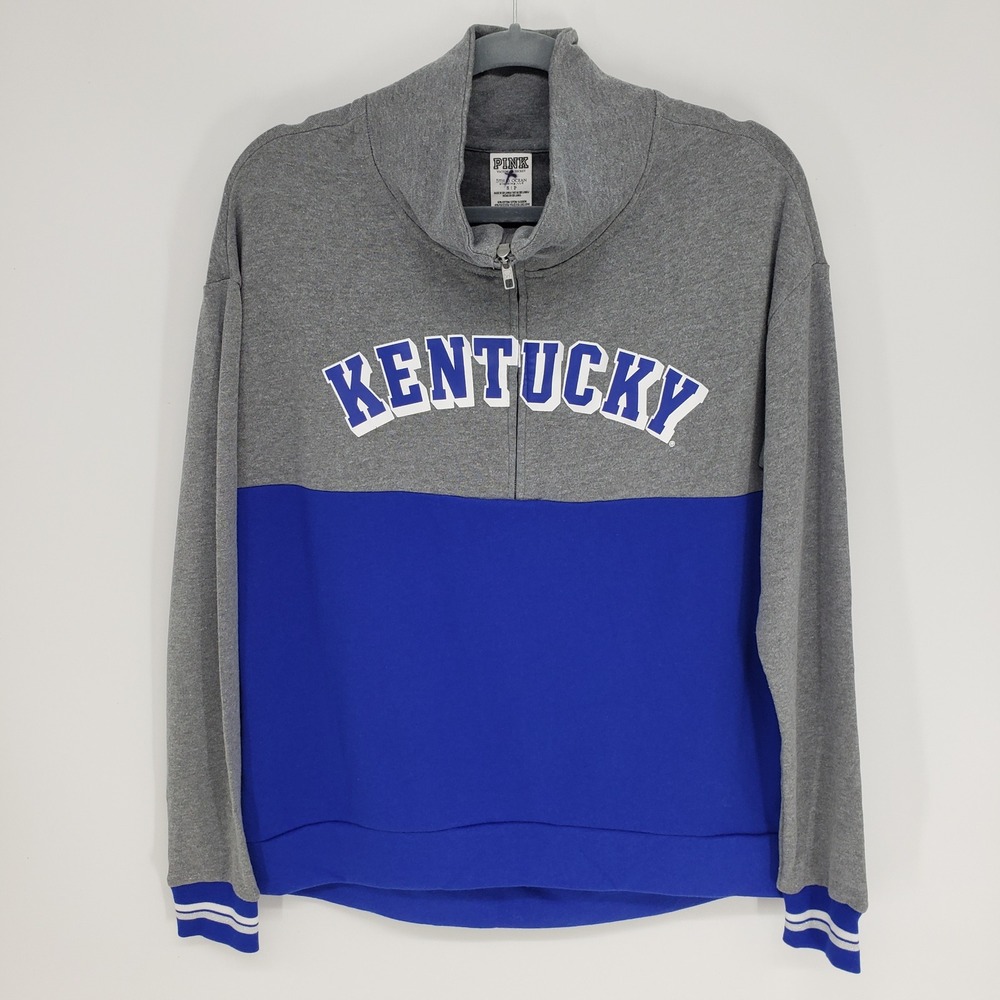 PINK Victoria's Secret Kentucky Quarter Zip Pullover S Blue Wildcats Sweatshirt